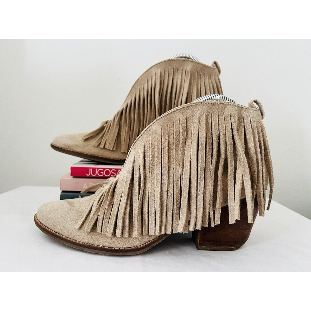 Coconuts by Matisse Womens Lambert Boots Ivory Suede‎ Fringe Western Boho Size 9